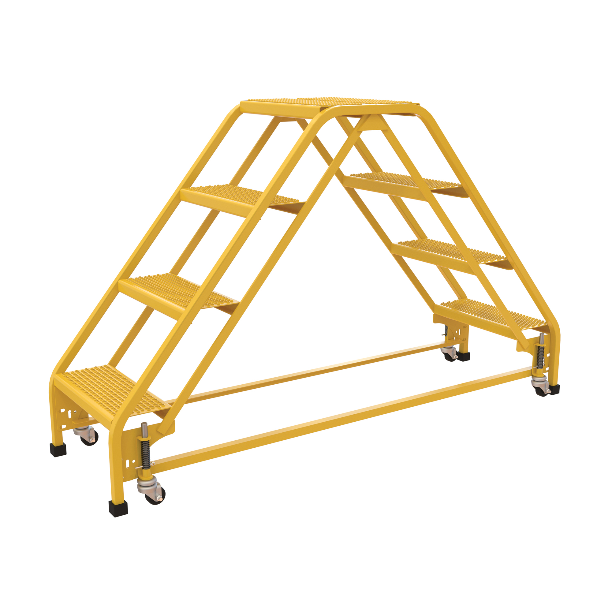 Vestil Dual-Sided Step Ladder - 4 Steps, 40in. Height, Perforated Steel, Yellow, Model# LAD-DD-P-18-4-P